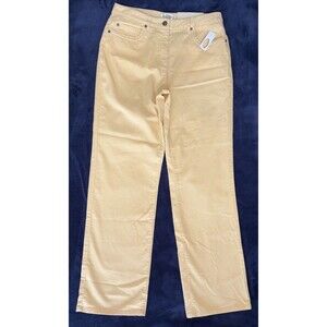 NWT Ladies Talbots Pale Yellow Mid Rise Boot Cut Stretch Corduroy Pants Size 10